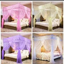 4 Stands Mosquito Net Durable Mosquito Repellent Tent Bedding Accessory Canopy Bed Net with Four Corner Support Stands, Fine Mesh Insect Protection Sleeping Tent for Bedroom, Baby and Home Use