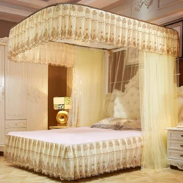 High Quality Premium 2 Stand Mosquito Net with Rails Durable Mosquito Repellent Tent Bedding Accessory Canopy Bed Net with Support Rails, Fine Mesh Insect Protection for Bedroom, Baby and Home Use