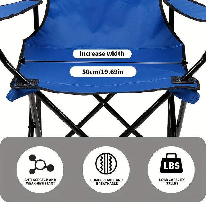 Jaza Keja Folding Outdoor Armrest Chair – Steel Frame, Durable Portable Camping Chair with Armrests for Fishing, Travel, Picnic & Outdoor Use