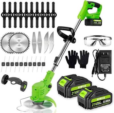 2 Batteries 48v Cordless Electric Lawn Mower Foldable Adjustable Trimmer Efficient Garden Pruning Cutting Power Tools with wheels