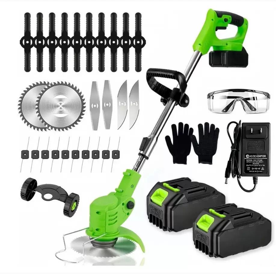 2 Batteries 48v Cordless Electric Lawn Mower Foldable Adjustable Trimmer Efficient Garden Pruning Cutting Power Tools with wheels