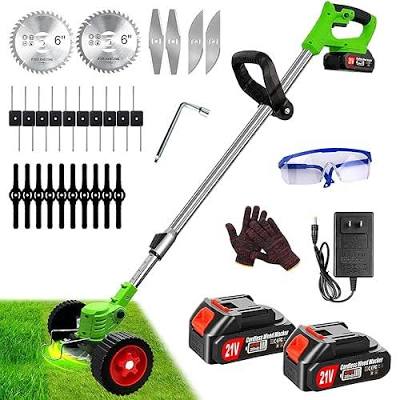 2 Batteries 48v Cordless Electric Lawn Mower Foldable Adjustable Trimmer Efficient Garden Pruning Cutting Power Tools with wheels