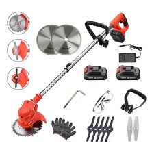2 Batteries 48v Cordless Electric Lawn Mower Foldable Adjustable Trimmer Efficient Garden Pruning Cutting Power Tools