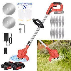 2 Batteries 48v Cordless Electric Lawn Mower Foldable Adjustable Trimmer Efficient Garden Pruning Cutting Power Tools