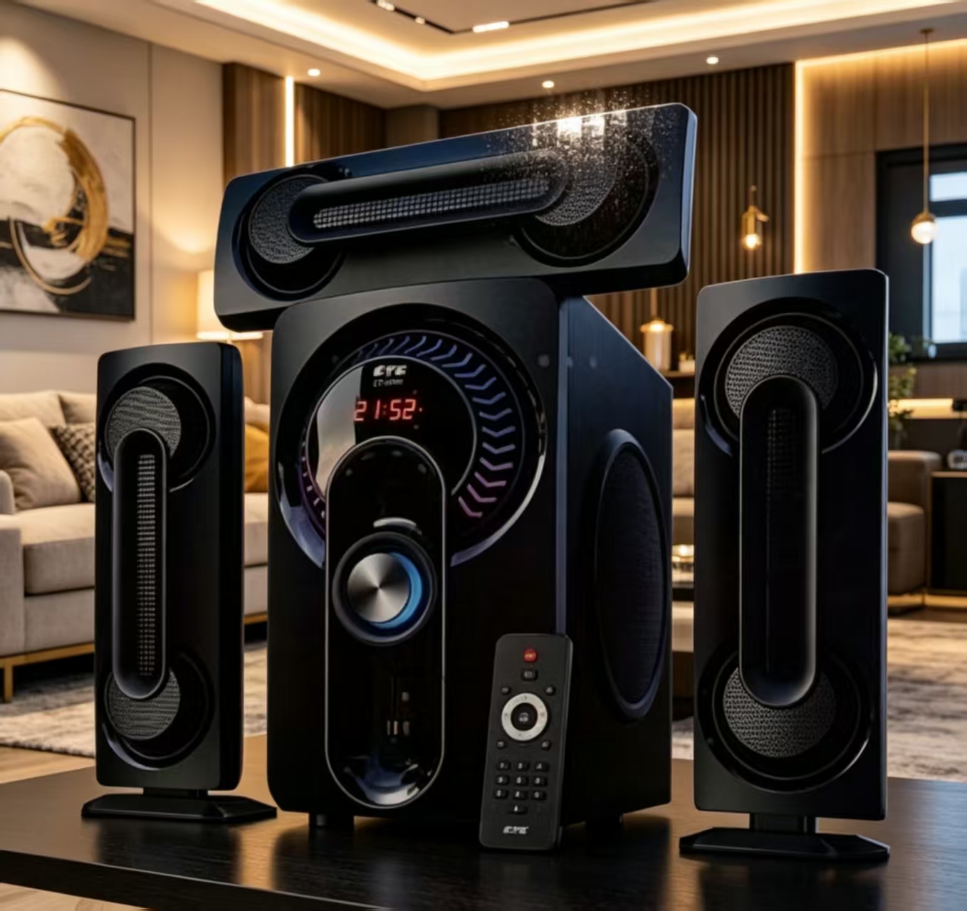 CTC 3.1 Ch Home theater Subwoofer Multimedia Speaker System CT-6009 MP3, SD Card, USB Slot with 1 year warranty FM radio black home audio home theater speaker system