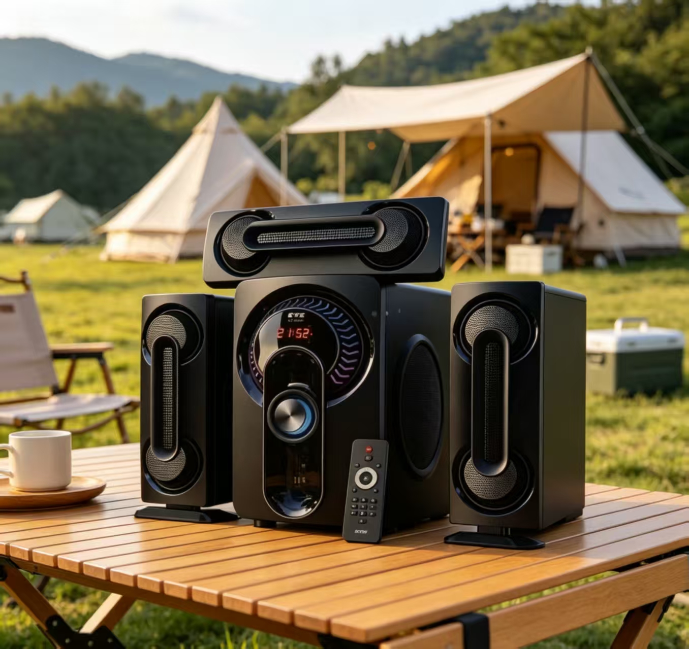 CTC 3.1 Ch Home theater Subwoofer Multimedia Speaker System CT-6006 With Super Bass MP3, SD Card, USB Slot with 1 year warranty FM radio black home audio speaker system