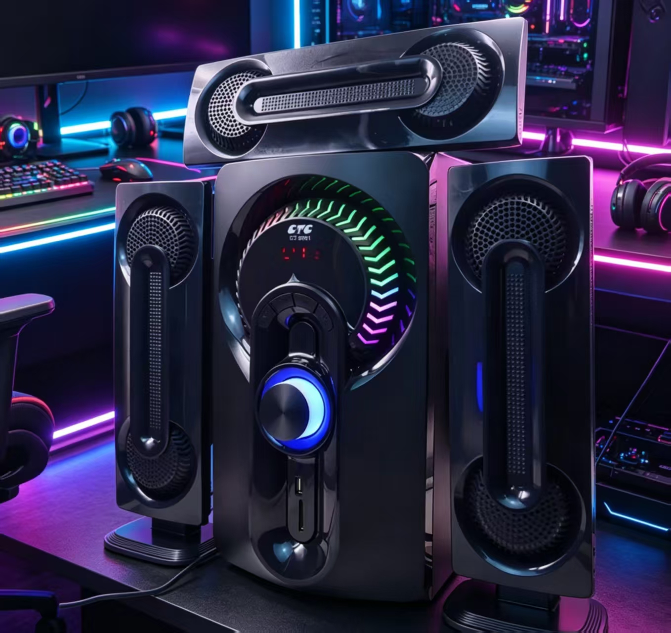 CTC 3.1 Ch Home theater Subwoofer Multimedia Speaker System CT-6006 With Super Bass MP3, SD Card, USB Slot with 1 year warranty FM radio black home audio speaker system