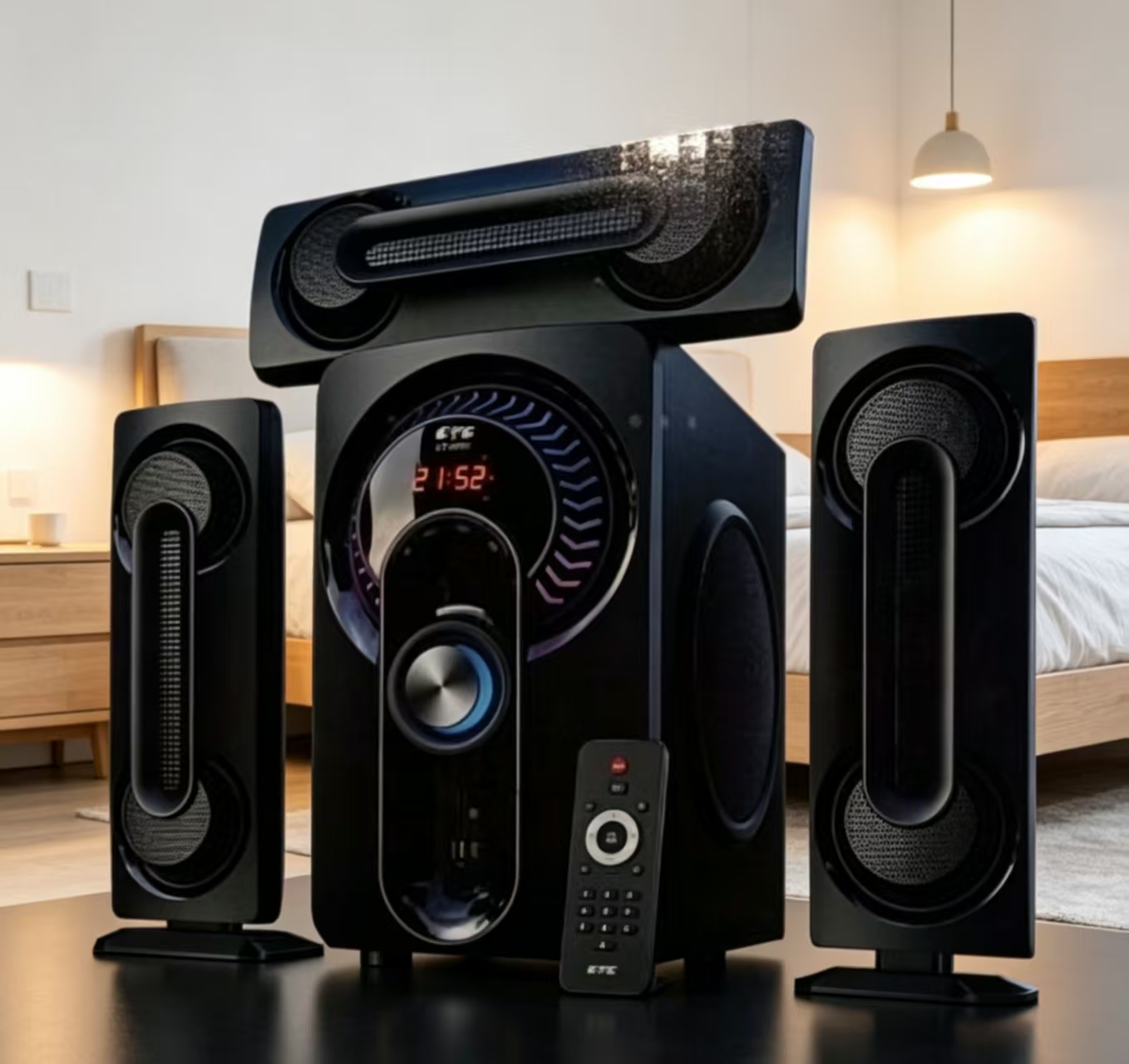CTC 3.1 Ch Home theater Subwoofer Multimedia Speaker System CT-6006 With Super Bass MP3, SD Card, USB Slot with 1 year warranty FM radio black home audio speaker system