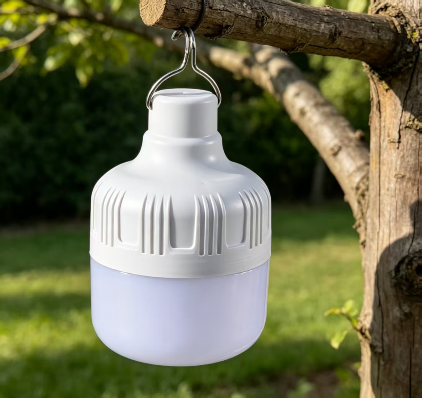 20W SOLAR BULB WITH SOLAR CHARGING PANEL Rechargeable, LED, Indoor/Outdoor, 12 Month Warranty