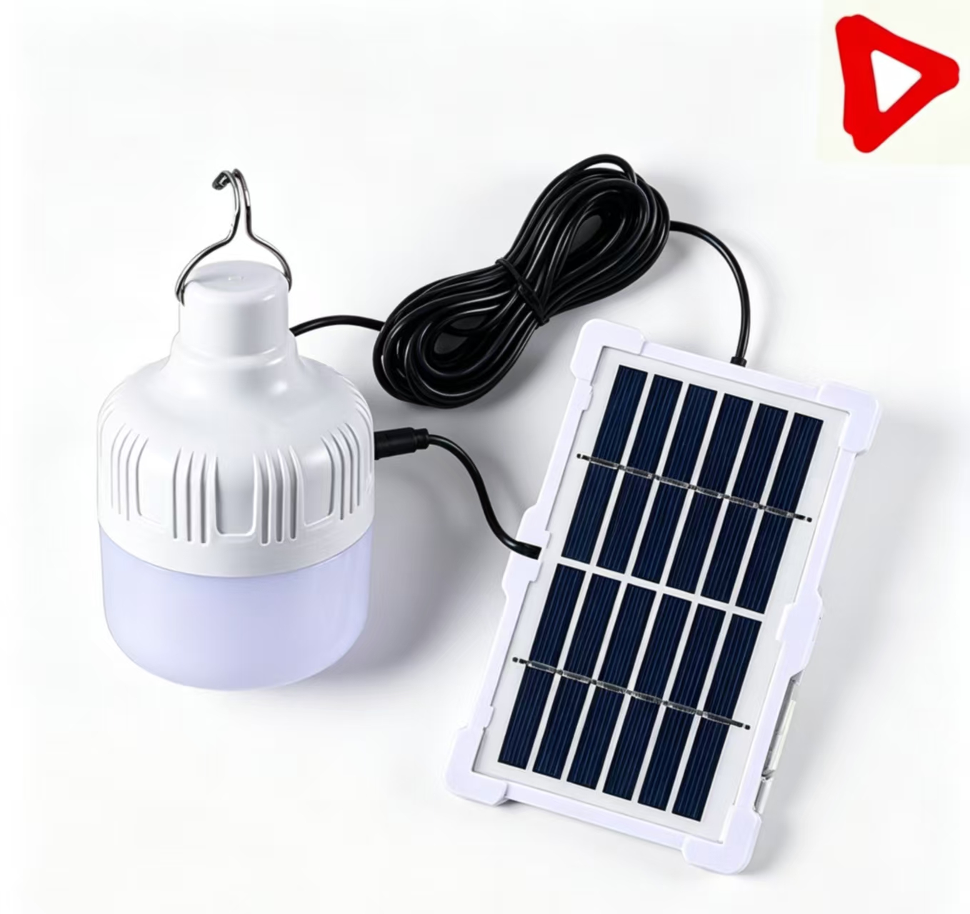 20W SOLAR BULB WITH SOLAR CHARGING PANEL Rechargeable, LED, Indoor/Outdoor, 12 Month Warranty