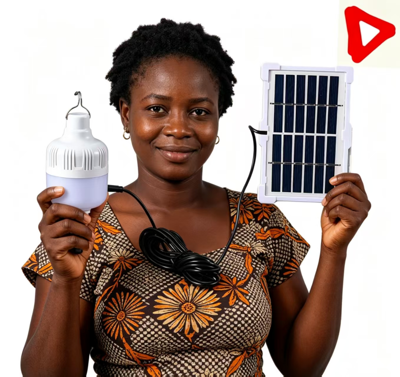 20W SOLAR BULB WITH SOLAR CHARGING PANEL Rechargeable, LED, Indoor/Outdoor, 12 Month Warranty
