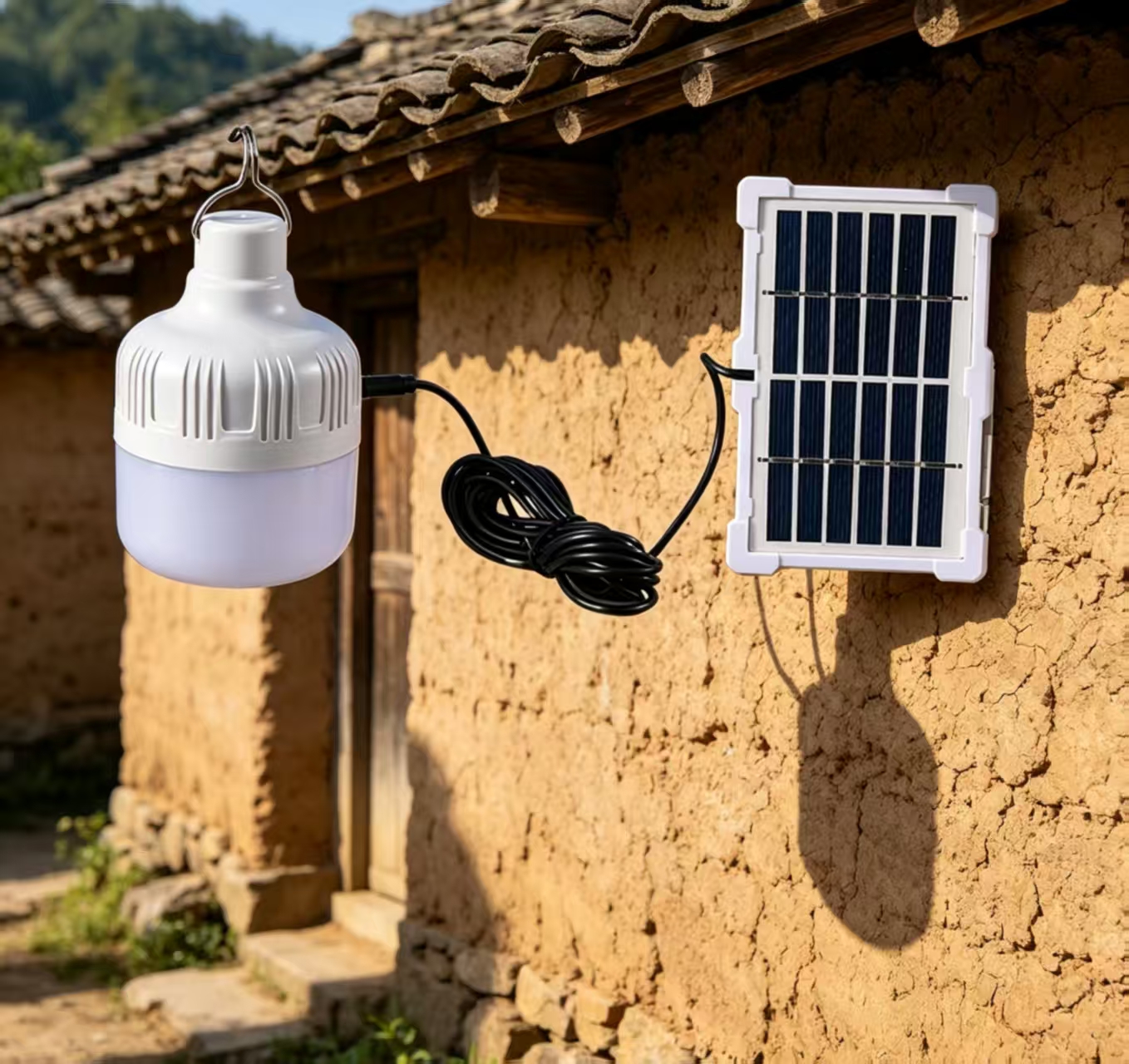 20W SOLAR BULB WITH SOLAR CHARGING PANEL Rechargeable, LED, Indoor/Outdoor, 12 Month Warranty