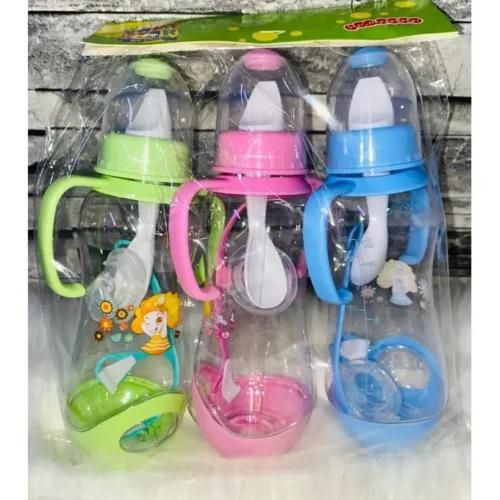 BOTTLE. Baby feeding Bottle set 3 Pieces, Anti-colic system reduces gas and discomfort during feeding. Ergonomic shape for easy holding and feeding. Wide neck design for easy filling and cleaning.