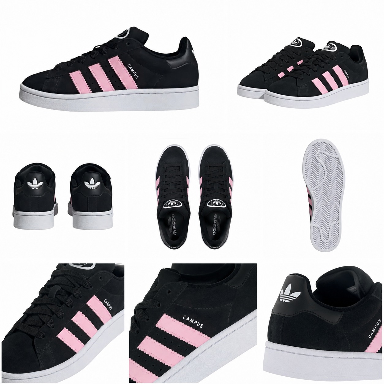 🔥(ON OFFER) 🔥 Adidas Campus Black Pink Sneakers for Women & Girls – Trendy Casual Streetwear Shoes | Stylish Suede Fashion Trainers | Comfortable Everyday Walking Sneakers | Classic Black & Pink Ska
