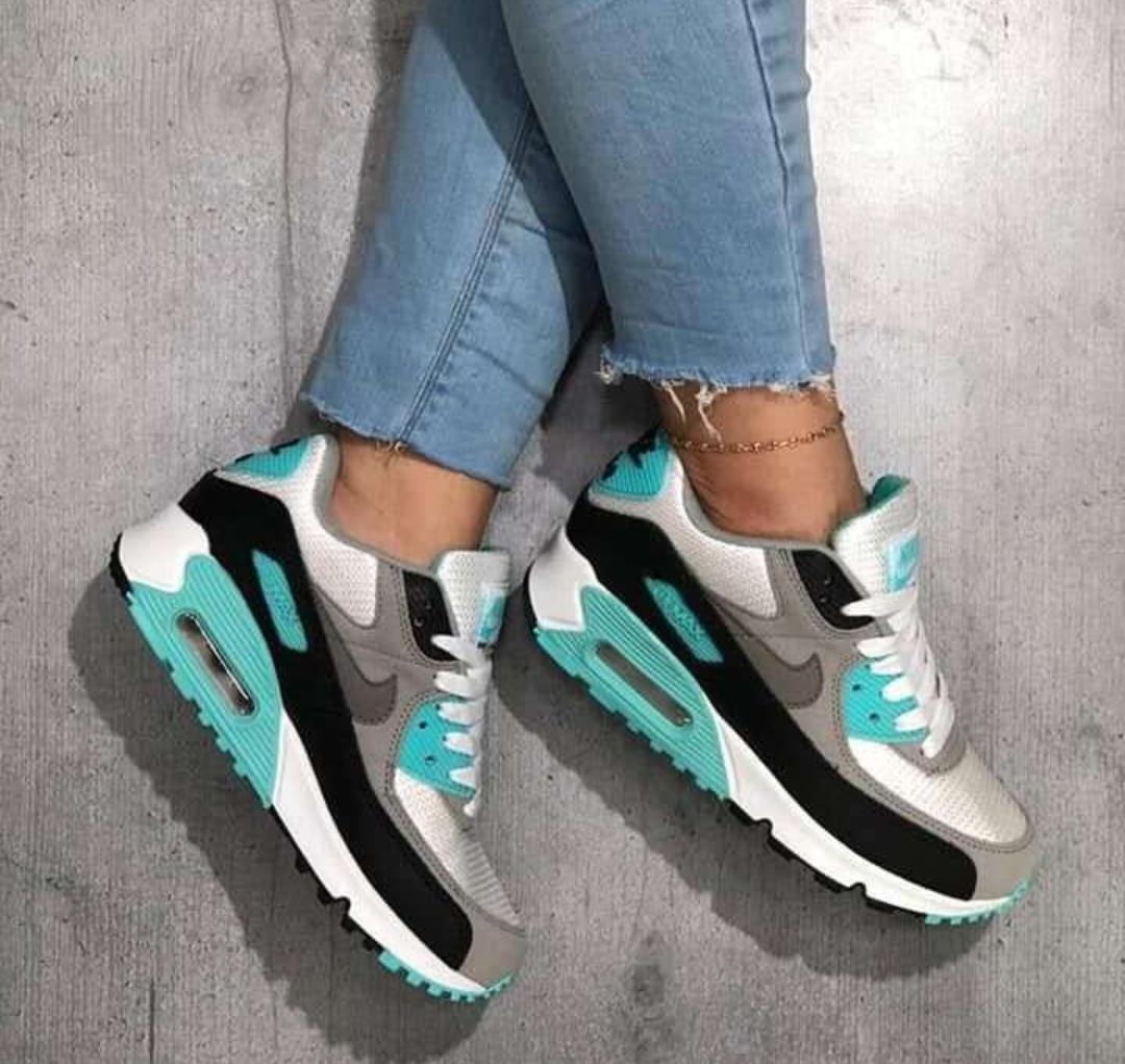 🔥  Air Max 90 White, blue Unisex Sneakers – Ladies Cushioned Running Shoes, Streetwear Trainers, Comfortable Sports Shoes, Casual Fashion Sneakers with Air Sole Unit, (airforce 1, airmax 90, tn, dn,