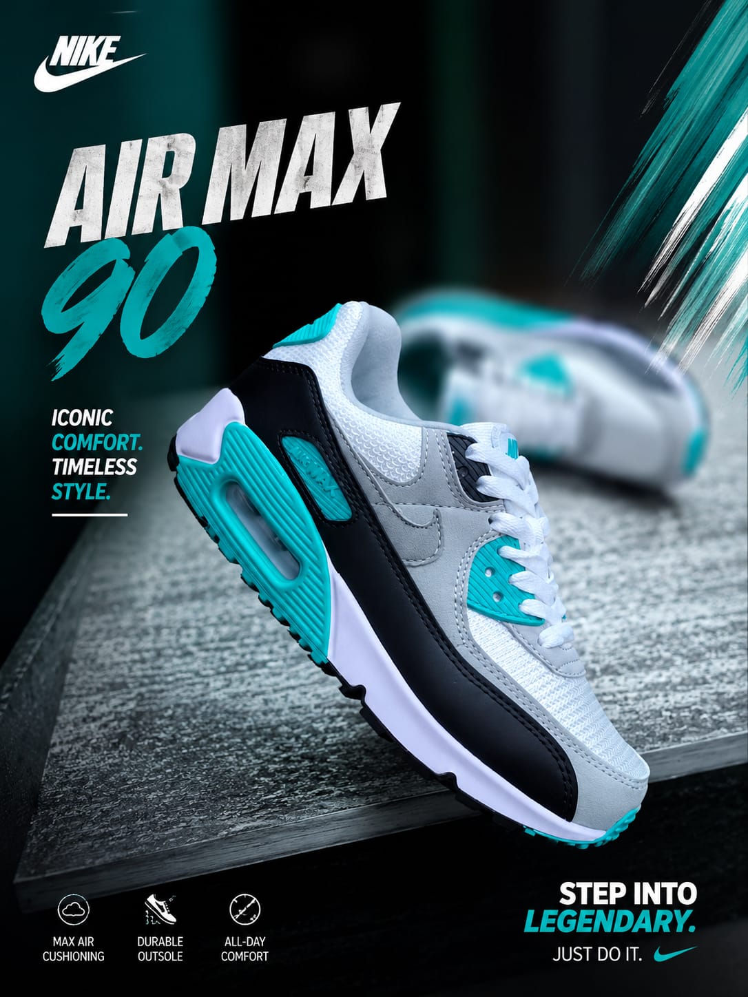 🔥  Air Max 90 White, blue Unisex Sneakers – Ladies Cushioned Running Shoes, Streetwear Trainers, Comfortable Sports Shoes, Casual Fashion Sneakers with Air Sole Unit, (airforce 1, airmax 90, tn, dn,