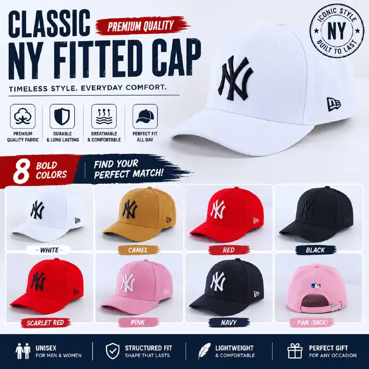 🔥 Unisex NY Snapback Cap – Lightweight Stylish Baseball Hat | Casual Fashion Headwear for Everyday Wear, Men's hat, Women's hat, Beanie, Marvins