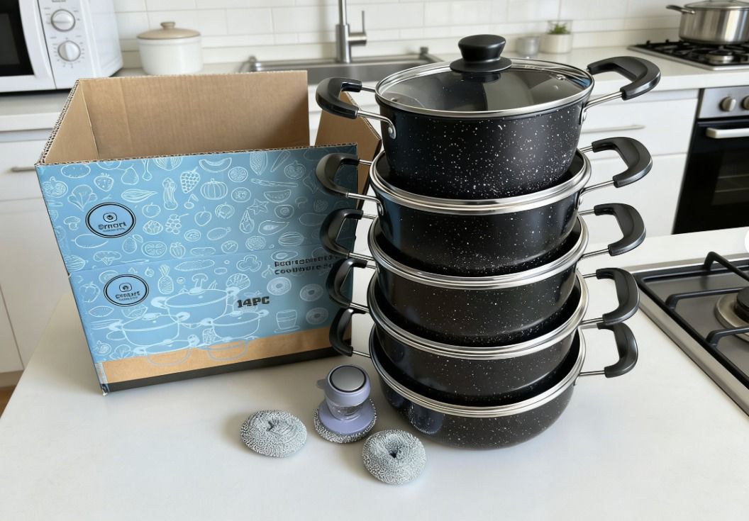 🍒🥀Smart Raha Life stainless  enabled 10pc Cookware Set 🍂– Premium Stainless Steel Cooking Pots and Pans for Induction, Gas, and  Durable Non-Reactive Surface, Easy Clean, Full Ki