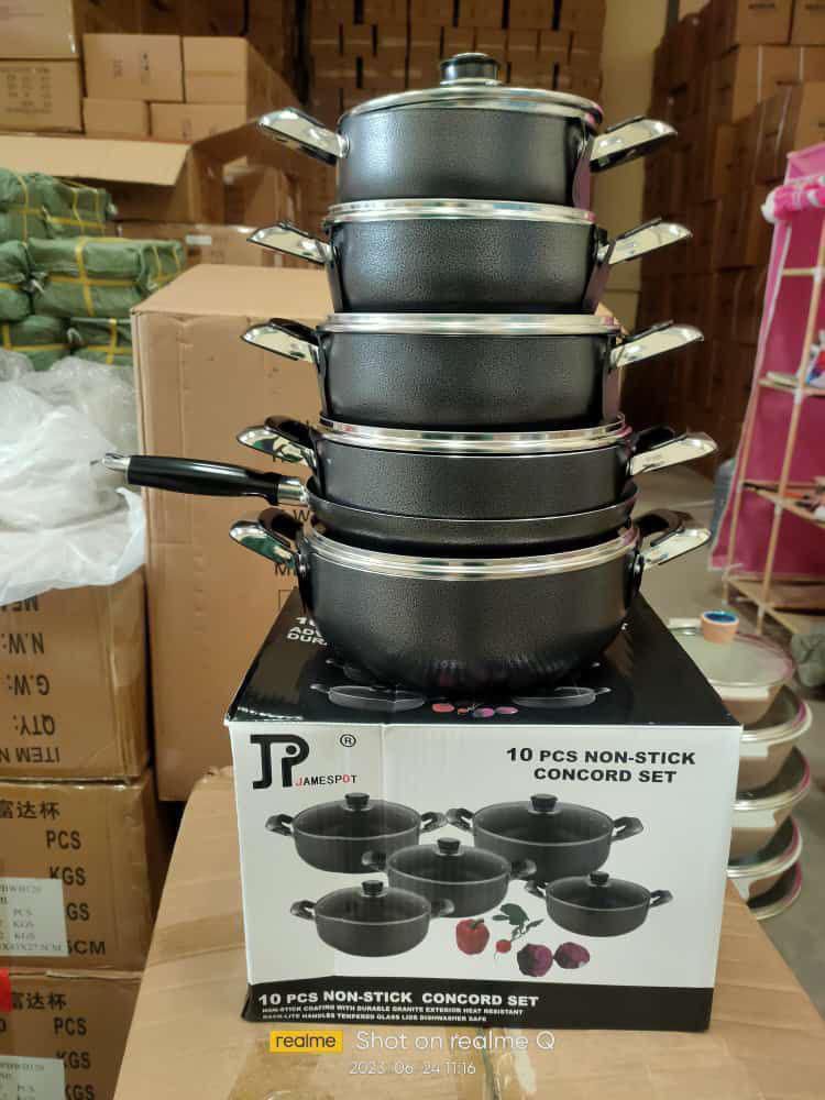 Heavy Duty Construction✨10 pc James Pot Heavy Duty Non-Stick Black Cookware Set for Gas,  & Electric Stoves – Easy Clean, Oven-Safe Cooking Pots & Pans with Durable Construction🎀premium James Pot