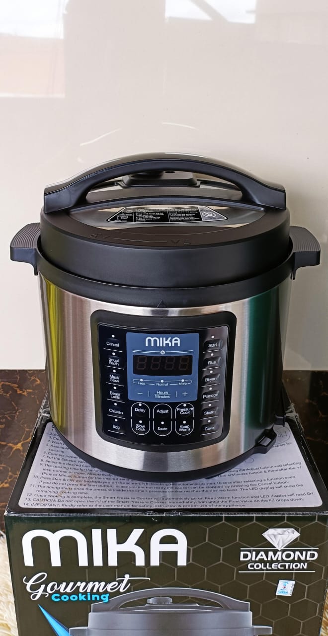 ‼️Back in stock 🤩🤩Mika 6Litres Electric Pressure Cooker with Multiple Cooking Modes, Stainless Steel Inner Pot, Safety Lock Lid, Timer & Keep Warm Function – Ideal for Family Meals🍒Multiple Cooking