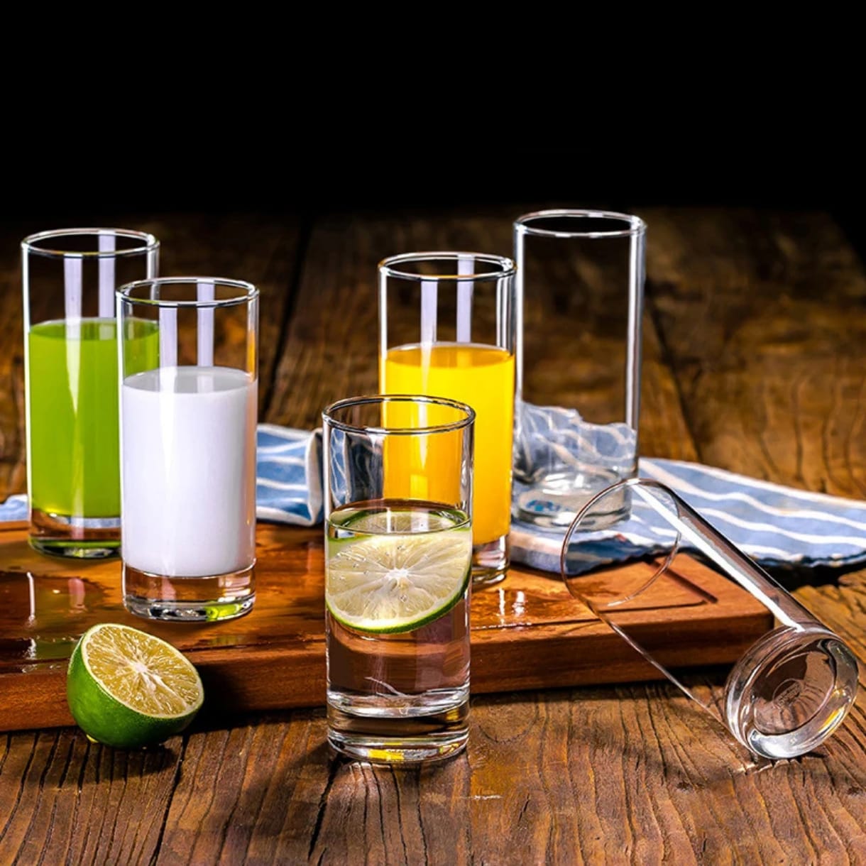 LUXURIOUS✨Timeless, 6PC Straight-Sided Highball / Tumbler WATER/ JUICE Glasses✔️cylindrical design and crafted from crystal-clear glass, these tumblers represent the ultimate in versatility and minima