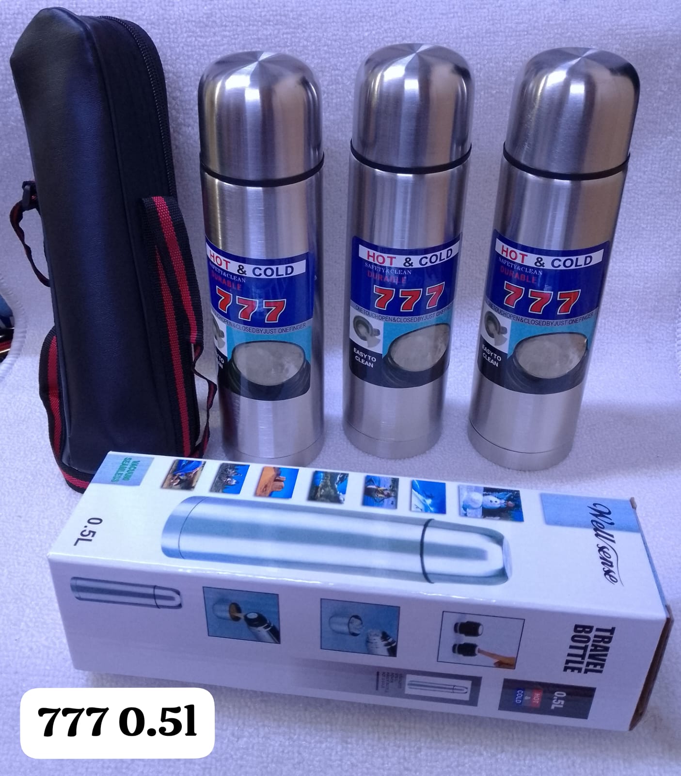 ✔️COMES WITH A BAG🥳777 Double Walled Stainless Steel Hot &Cold Vacuum/Thermal Flask‼️500 ml vacuum flask features an outer casing made from the strongest stainless steel. Combined with its durable in