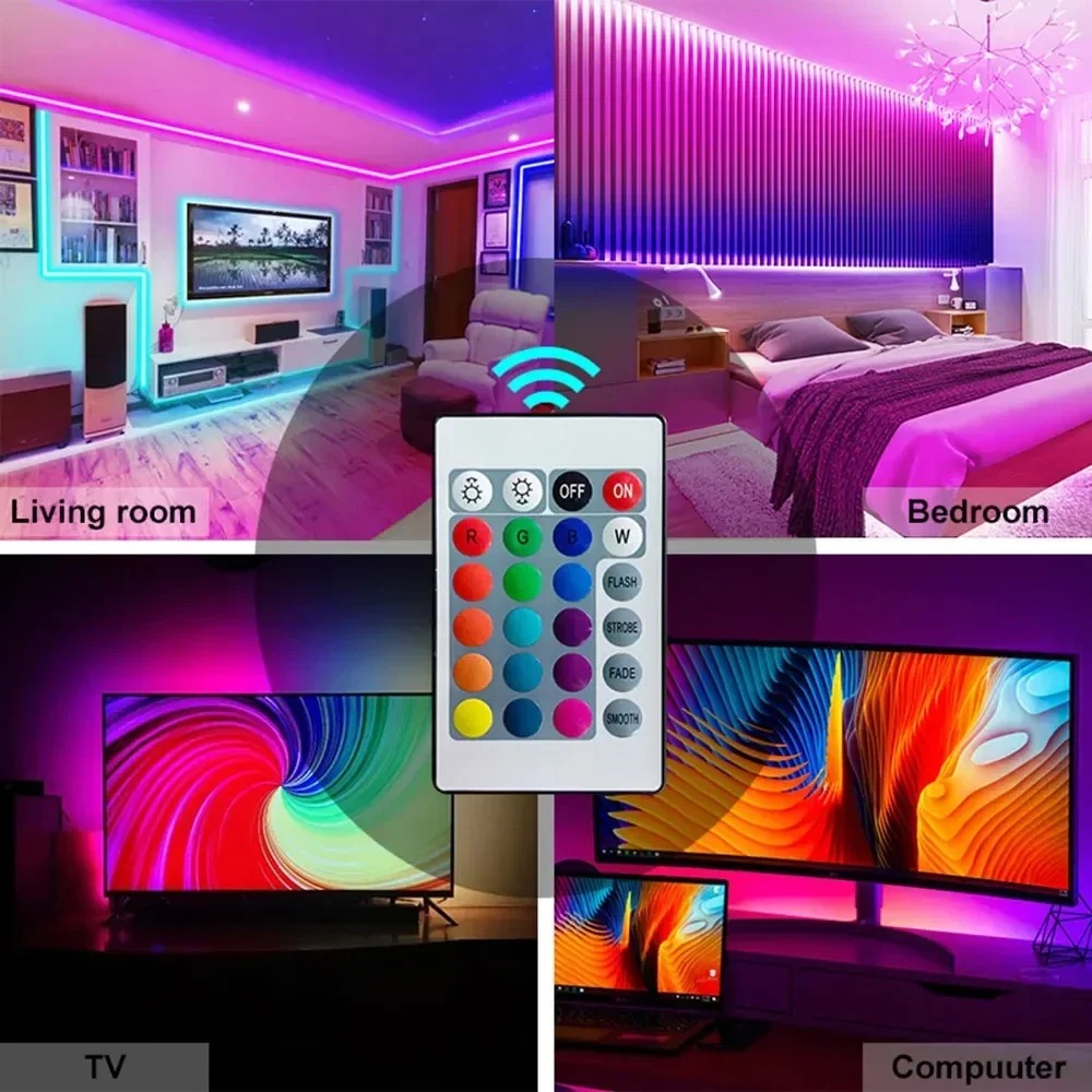 10M/5M LED Light Strip Light LED RGB Lights Flexible LED Lamp Tape Ribbon Tape Diode DC With IR Remote Controller