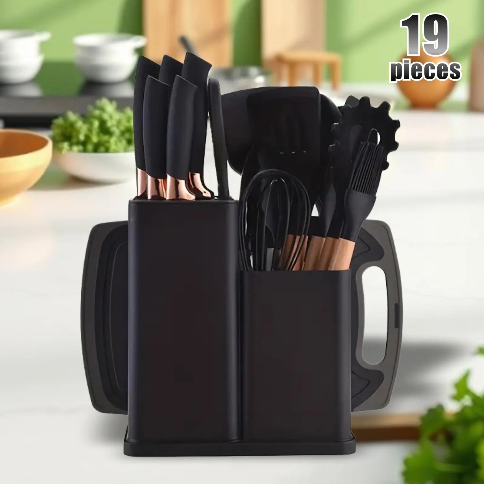 19Pcs/12PCS Set Wooden Handle Silicone Kitchen Utensils High Quality  Silicone Kitchen Utensils Non-stick Pan Cooking Spatula Baking Storage Tool