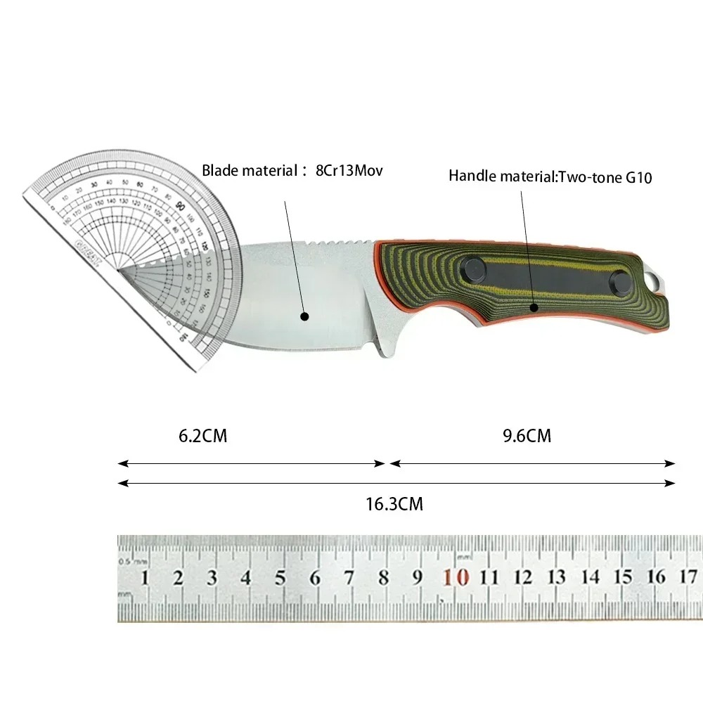 Hunter Fixed Blade Landing Blade G10 Handle and K-Sheath Tactical Hunting Sharp Outdoor Camping Straight Blade EDC Tool