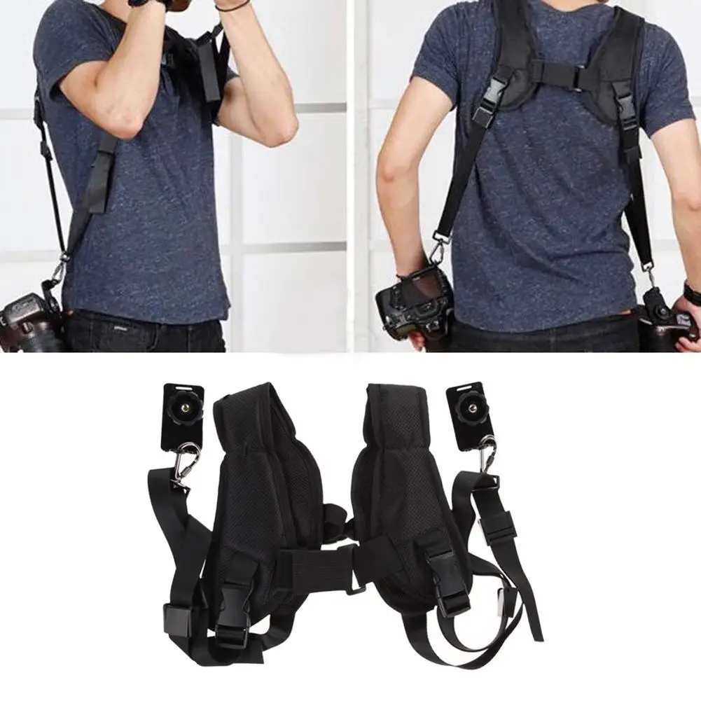 Outdoor Double Dual Camera Shoulder Strap Quick Rapid Sling Belt   Adjustment for Canon Nikon Sony 2 Cameras Digital DSLR Strap
