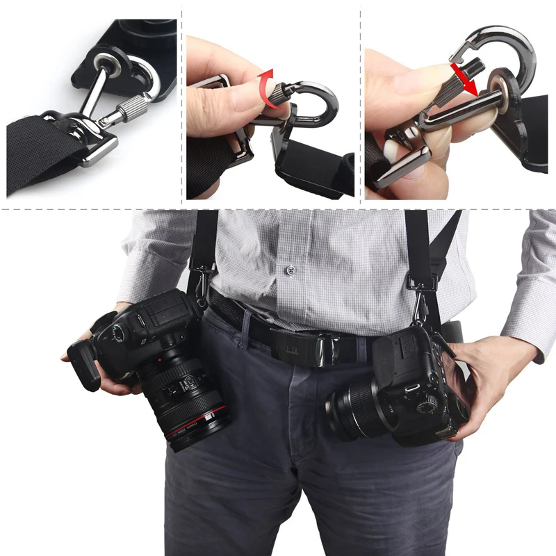 Outdoor Double Dual Camera Shoulder Strap Quick Rapid Sling Belt   Adjustment for Canon Nikon Sony 2 Cameras Digital DSLR Strap
