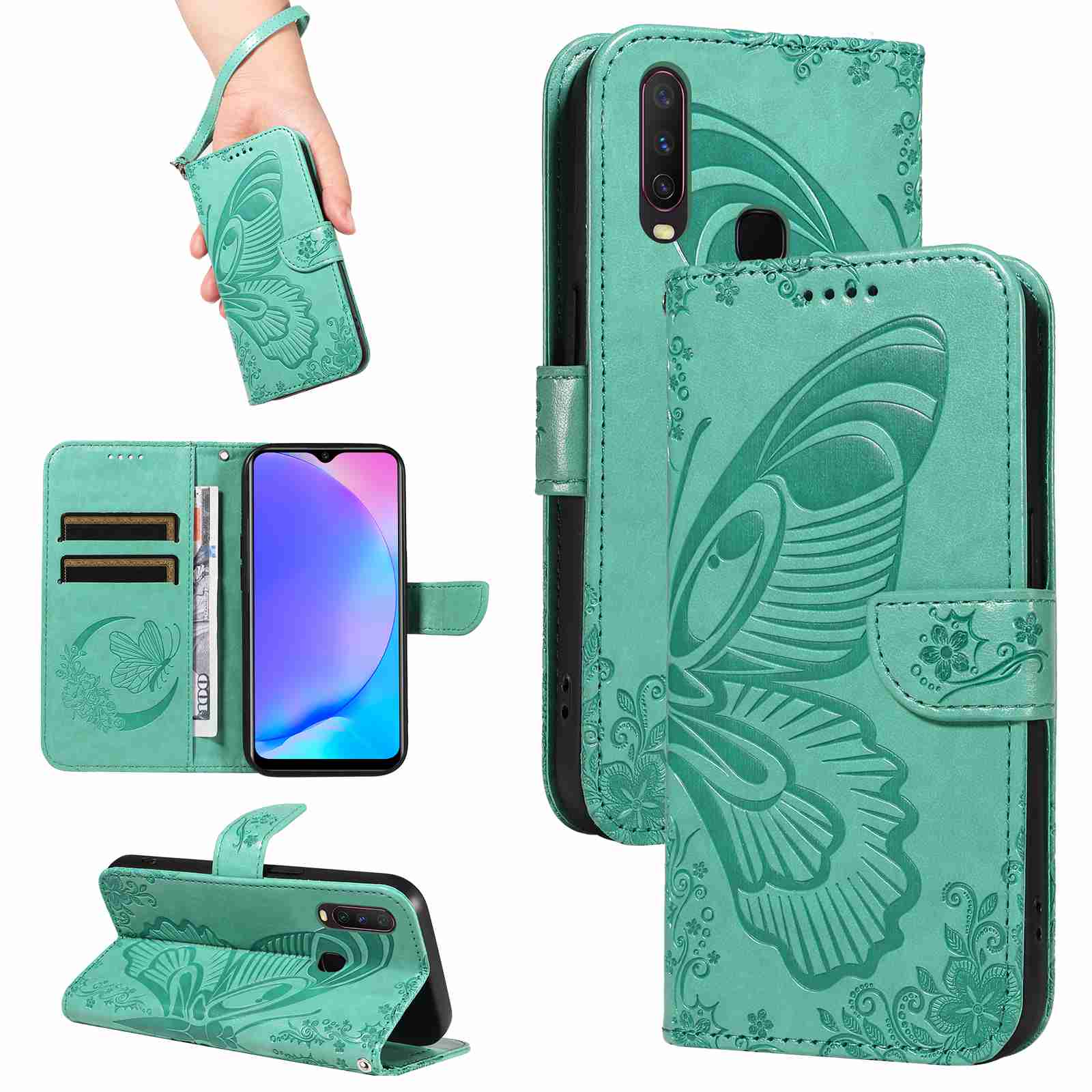 Case For Vivo Y15 Vivo Y17 PU Leather Card Slot Wallet Flip Stand Cover