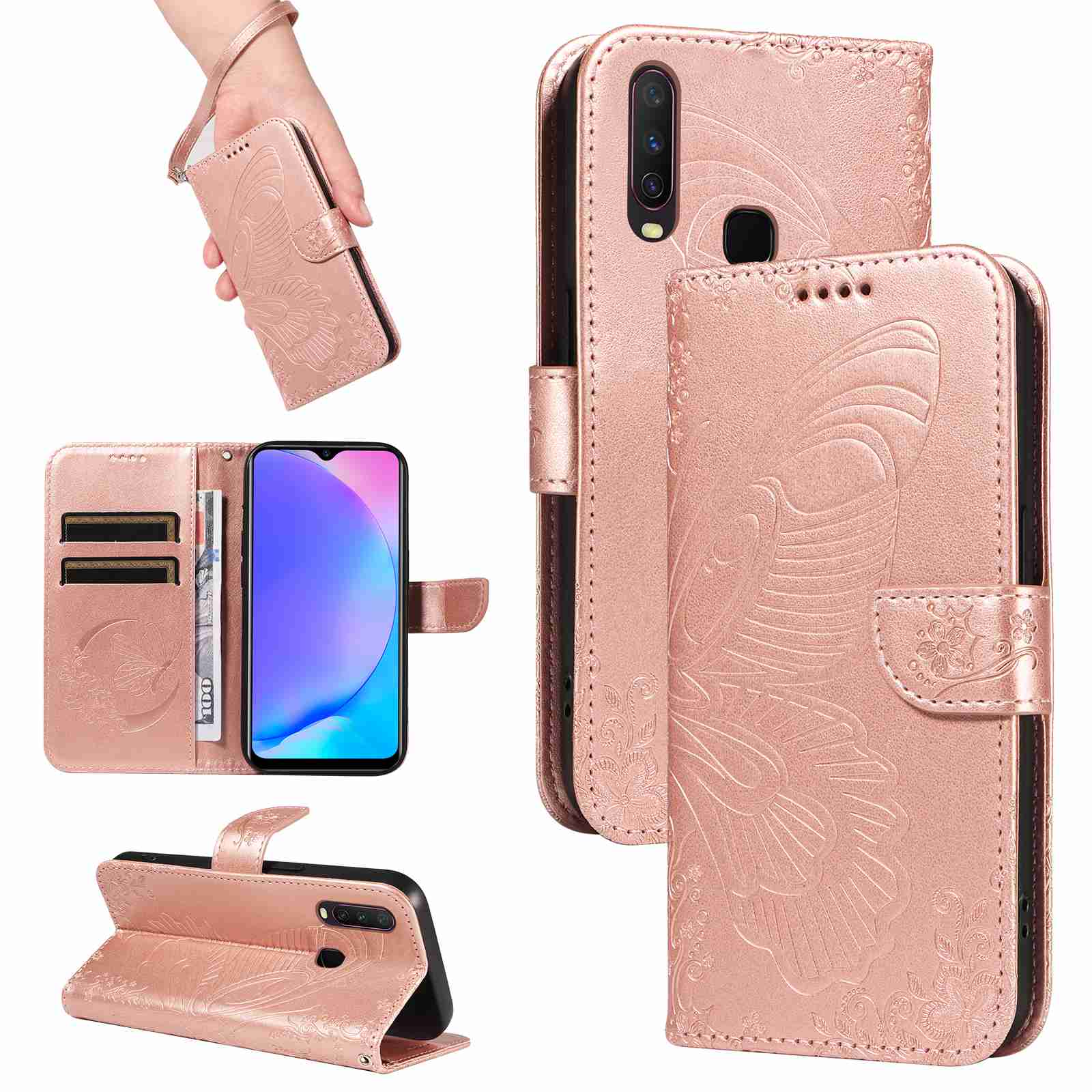 Case For Vivo Y15 Vivo Y17 PU Leather Card Slot Wallet Flip Stand Cover