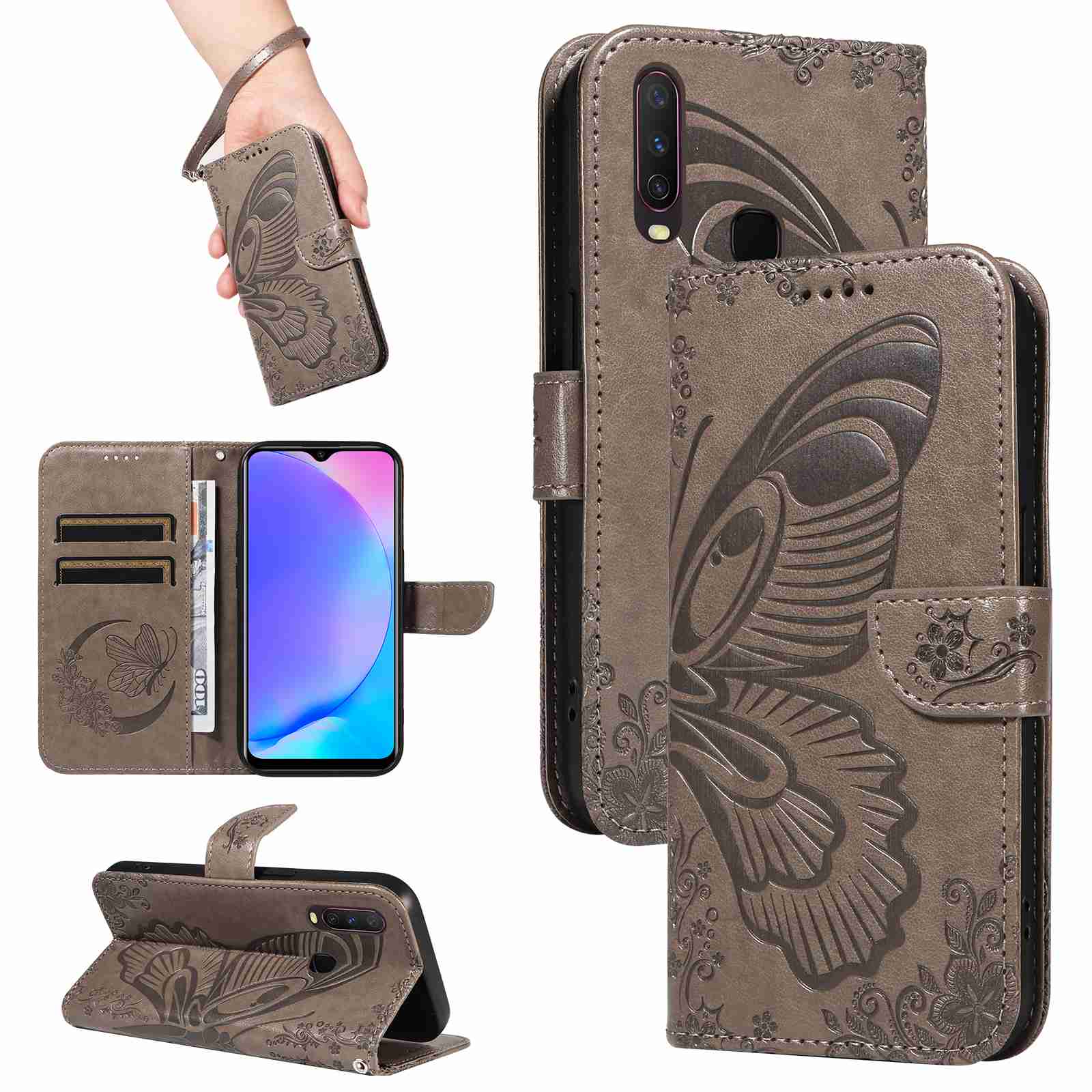Case For Vivo Y15 Vivo Y17 PU Leather Card Slot Wallet Flip Stand Cover
