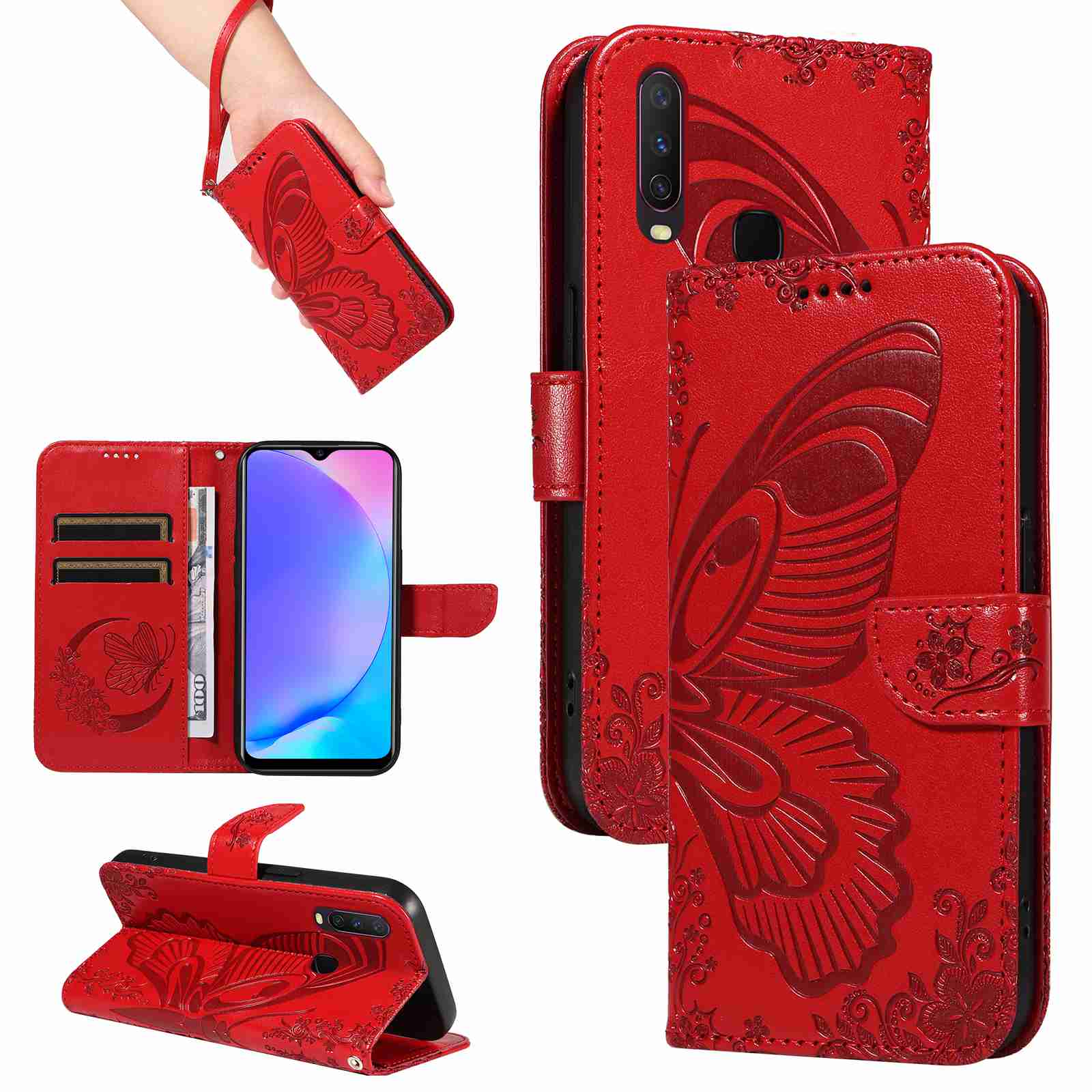 Case For Vivo Y15 Vivo Y17 PU Leather Card Slot Wallet Flip Stand Cover