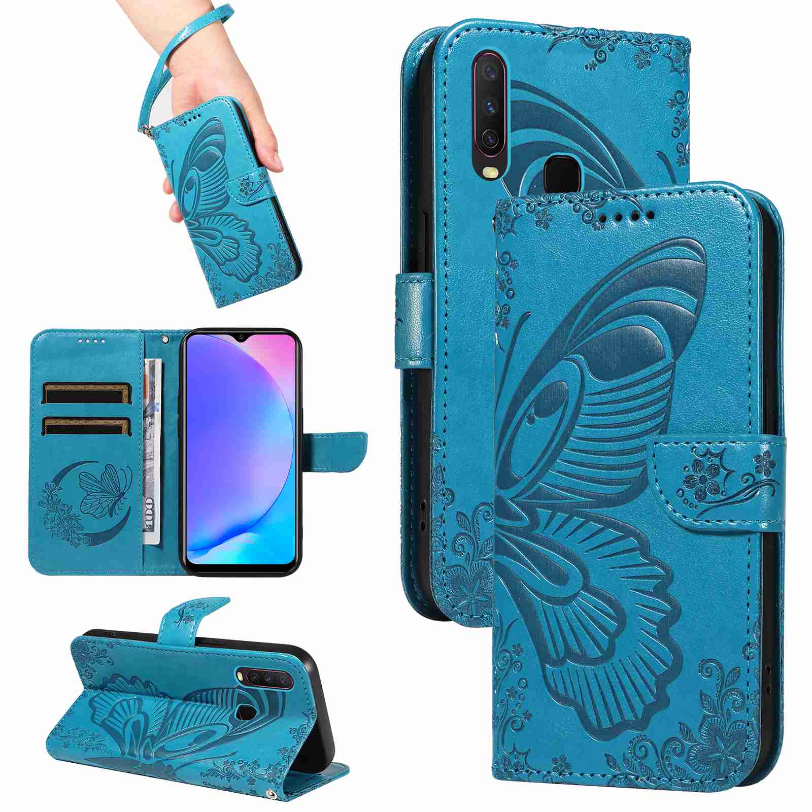 Case For Vivo Y15 Vivo Y17 PU Leather Card Slot Wallet Flip Stand Cover