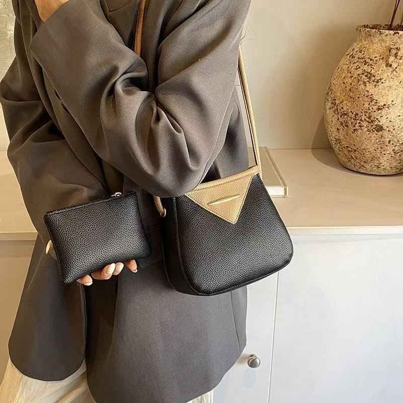 2026 New Women's 2-in-1 Crossbody Bucket Bag, PU Leather Shoulder Bag with Detachable Mini Pouch Lightweight Casual Shoulder Bag for Daily Use, Fits Phone & Cosmetics