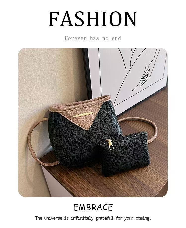 2026 New Women's 2-in-1 Crossbody Bucket Bag, PU Leather Shoulder Bag with Detachable Mini Pouch Lightweight Casual Shoulder Bag for Daily Use, Fits Phone & Cosmetics