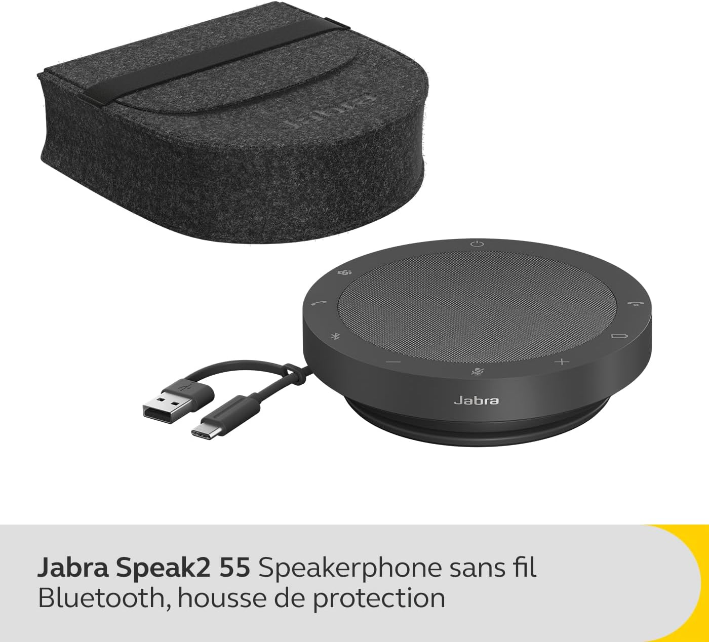 Jabra Speak2 55 Wireless Bluetooth Speakerphone with 4 Noise-cancelling Mics, Full-range 50mm Speaker, Wideband Audio, Compact and portable - MS Teams Certified, Works with Other Platforms - Dark Grey