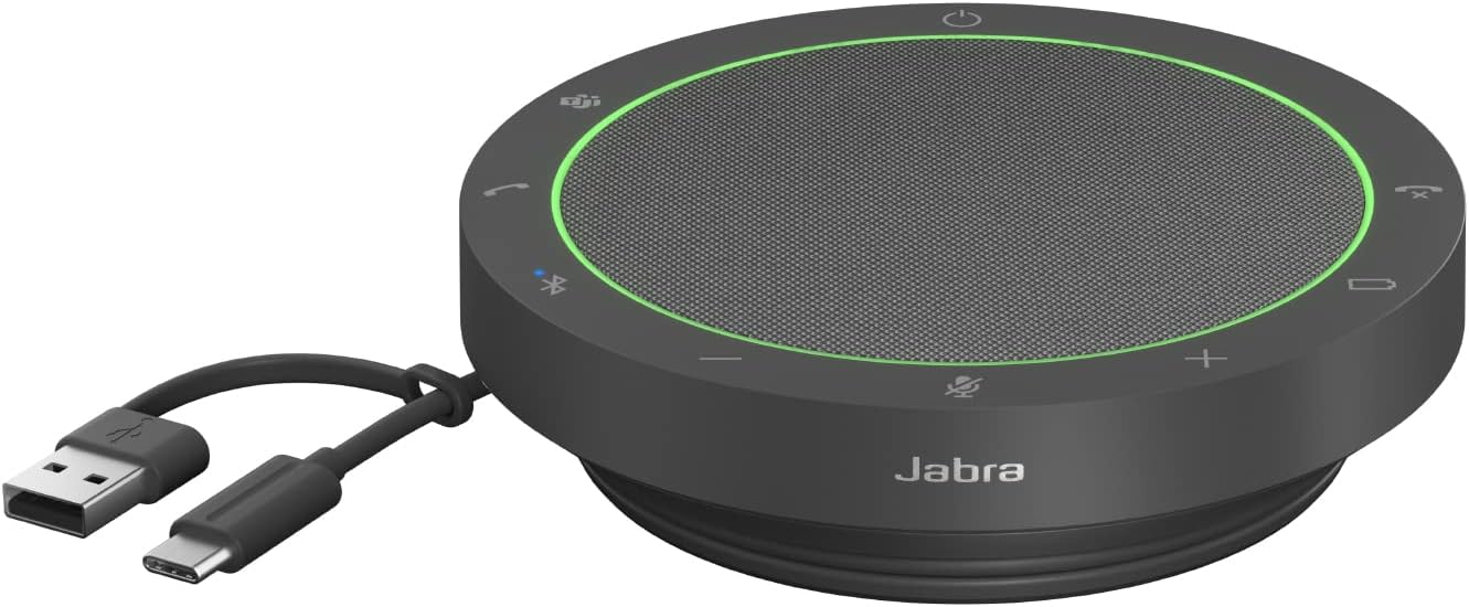 Jabra Speak2 55 Wireless Bluetooth Speakerphone with 4 Noise-cancelling Mics, Full-range 50mm Speaker, Wideband Audio, Compact and portable - MS Teams Certified, Works with Other Platforms - Dark Grey