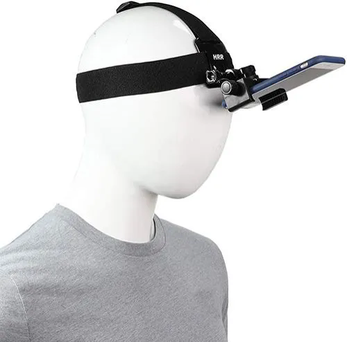 Head mounted phone holder suitable for smartphones and sports cameras, outdoor live streaming stand for first person video viewing, with phone clip (6-10cm) | Hands-Free Adjustable Head Strap Mount