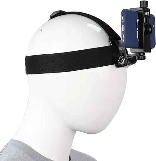 Head mounted phone holder suitable for smartphones and sports cameras, outdoor live streaming stand for first person video viewing, with phone clip (6-10cm) | Hands-Free Adjustable Head Strap Mount