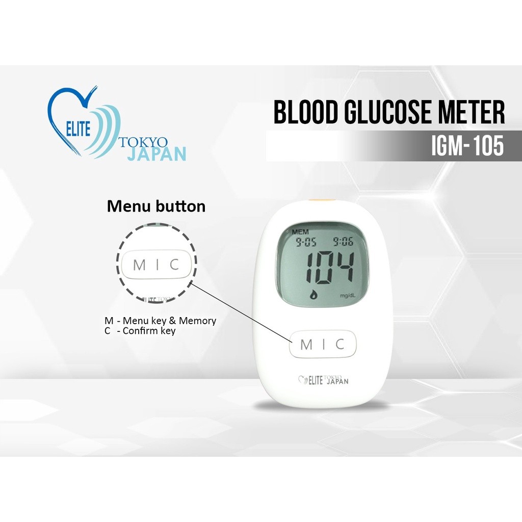 Indoplas Elite Tokyo Japan Blood Glucose Meter Glucometer Monitoring System IGM105 (machine only) Five Electrode Technology