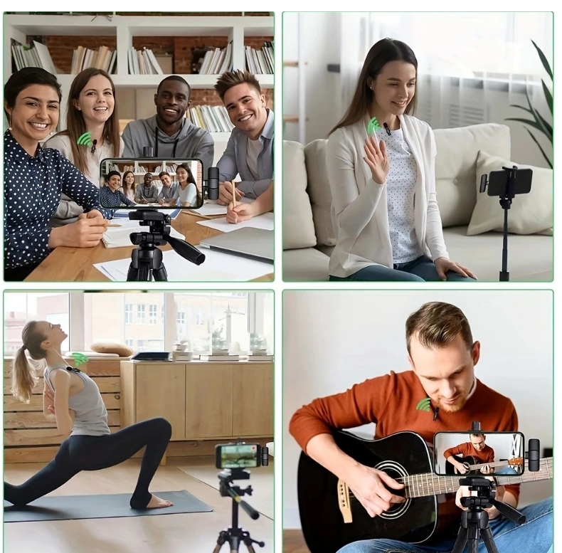 NEW Wireless Lavalier Microphone Audio Video Recording Mini Mic For iPhone Android Laptop Live Gaming Mobile Phone Microphone | Plug & Play, 20M Range, 360° Pickup