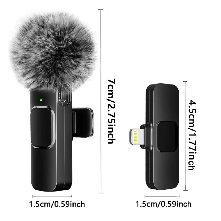 NEW Wireless Lavalier Microphone Audio Video Recording Mini Mic For iPhone Android Laptop Live Gaming Mobile Phone Microphone | Plug & Play, 20M Range, 360° Pickup
