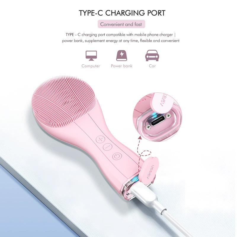Silicone Facial Cleansing Brushes Electric Facial Cleanser Waterproof Ultrasonic Pore Cleaner Skin Massage Import Beauty Device Skin Care Tool