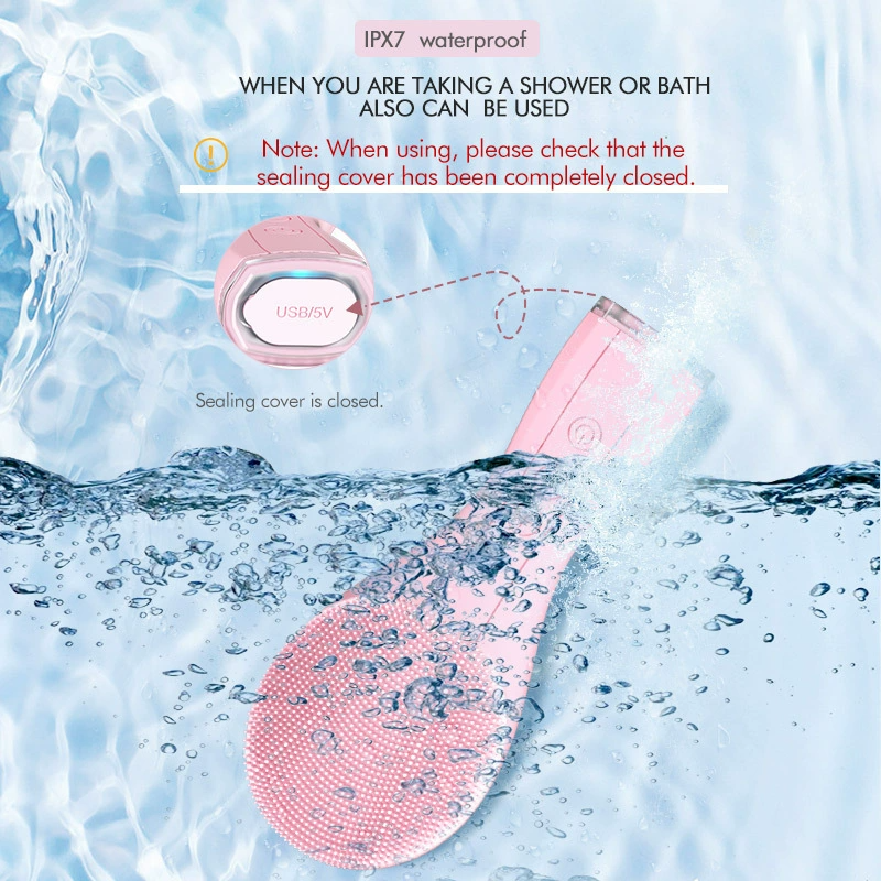 Silicone Facial Cleansing Brushes Electric Facial Cleanser Waterproof Ultrasonic Pore Cleaner Skin Massage Import Beauty Device Skin Care Tool
