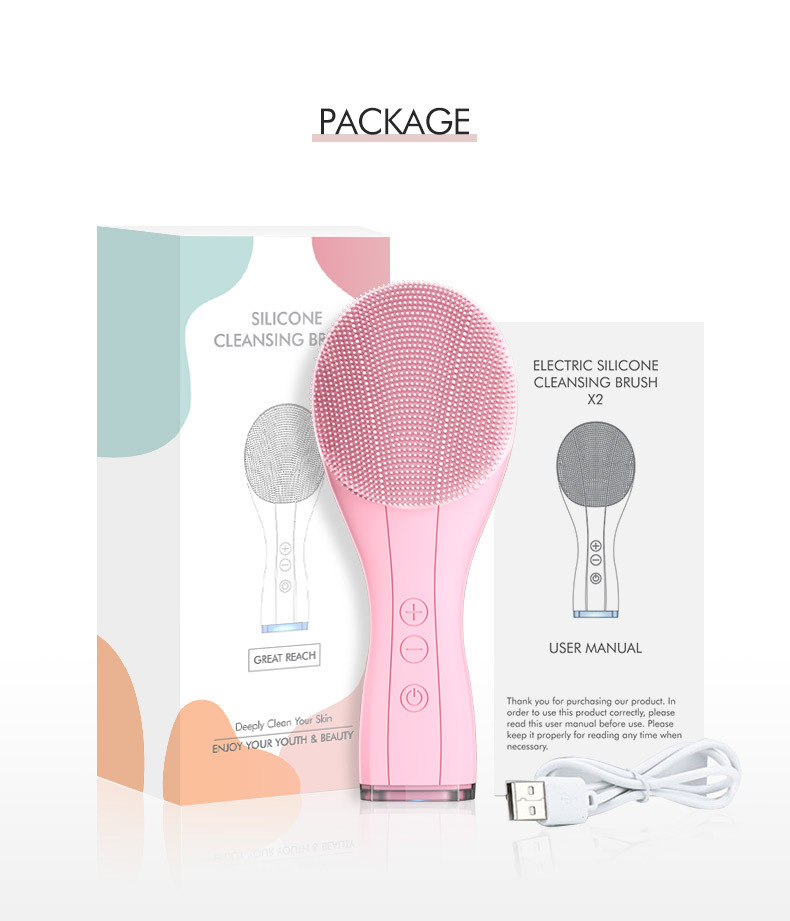 Silicone Facial Cleansing Brushes Electric Facial Cleanser Waterproof Ultrasonic Pore Cleaner Skin Massage Import Beauty Device Skin Care Tool