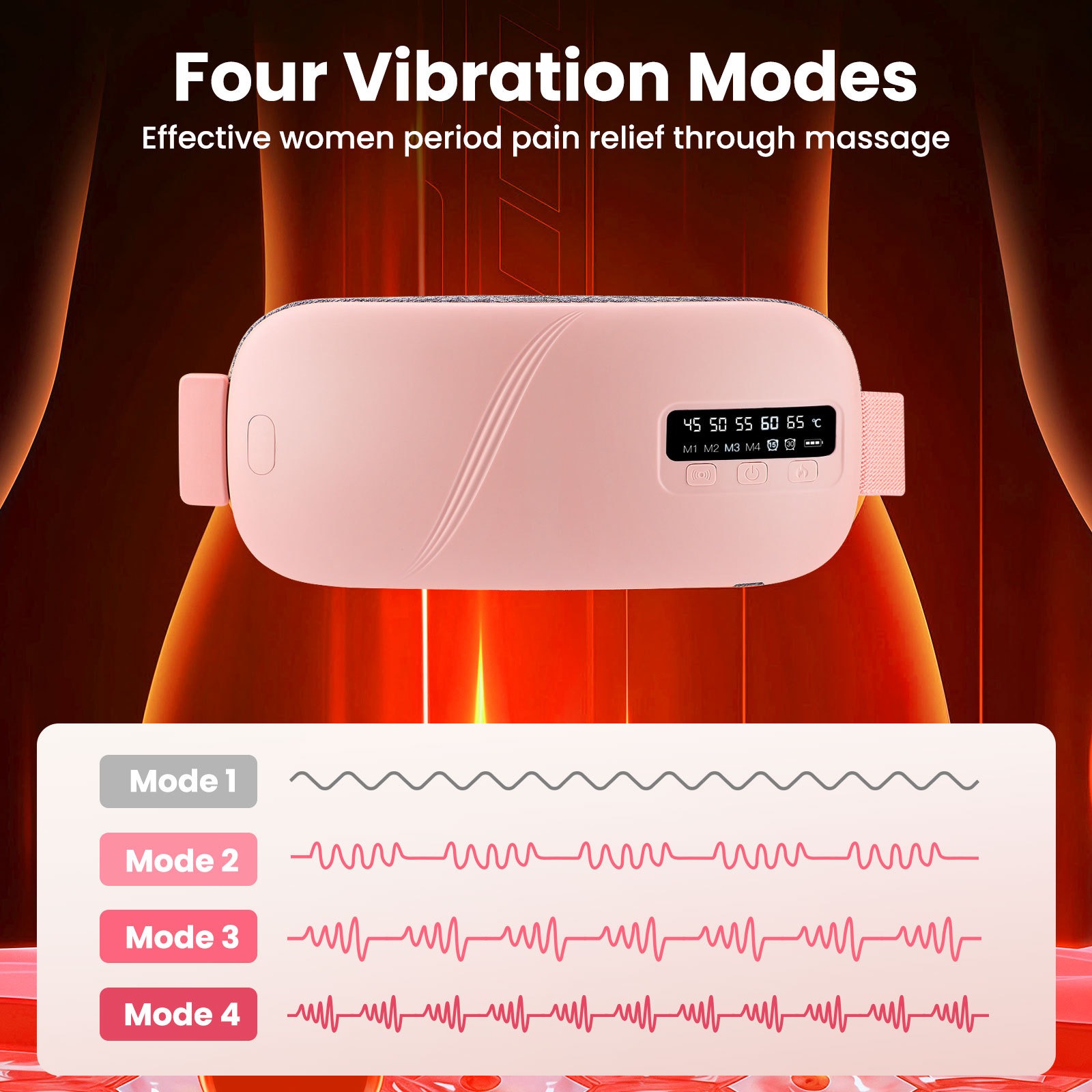 Women Period Heating Pad for Cramps 5 Levels Temperature Control 4 Vibration Modes for Cramps Relief Back and Belly Pain Relief Device Gift for Women and Girls