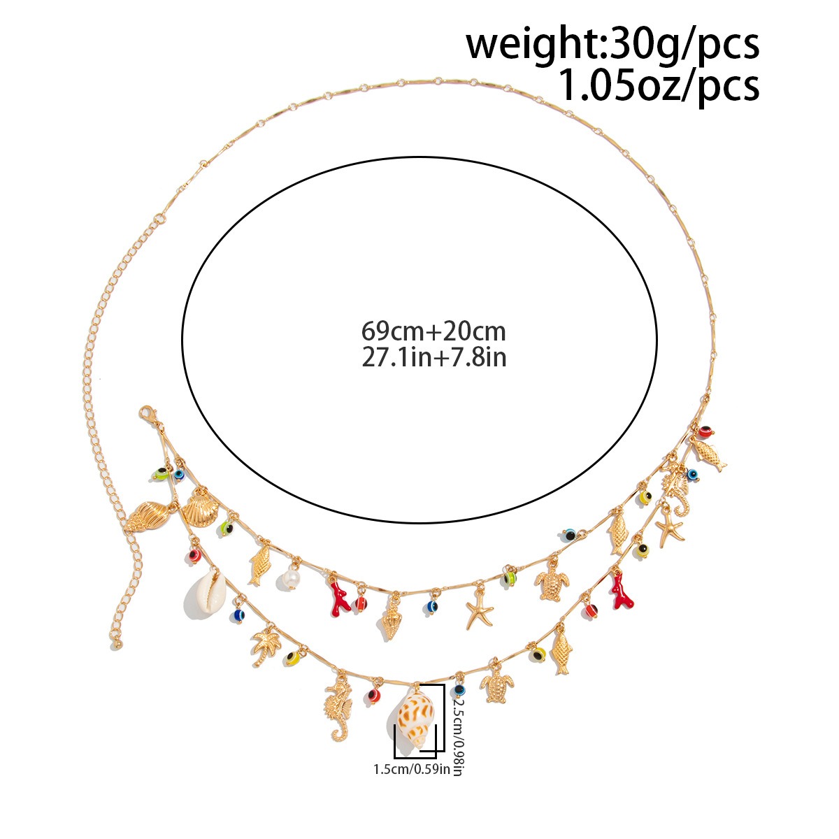Women  Body Jewelry Beach Waist Chain Bikini Body Chain Alloy Belly Chain Vacation Jewelry, Travel Accessory Bohemian Beach Shell Waist Chain with Imitation Pearl, Starfish and Conch Shell Pendants